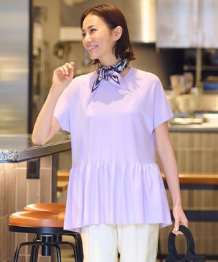 自由区 シルクプリント スカーフ ライラック系1