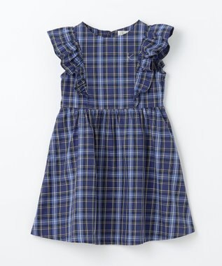 組曲 KIDS 【110-140㎝】チェックフリル ワンピース ネイビー系5