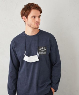 JOSEPH ABBOUD MOUNTAIN 【UNISEX】マスクホルダー付 オーガニックTシャツ ダルブルー系