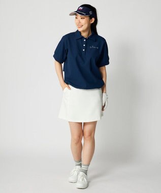 FILA GOLF／marie claire 【marie claire SPORT】 ストレッチサッカー素材ポロシャツ ネイビー