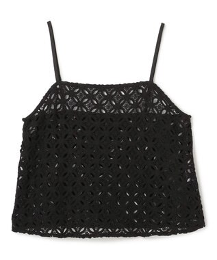 UNFILO 【2点セット】ラッセルレース キャミレイヤード Tシャツ ブラック