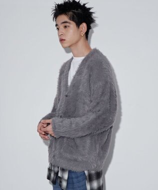 WEGO 【ユニセックス着用ITEM】フェザーカーディガン グレー