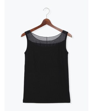 Te chichi 【接触冷感】シアー切替スクエアネックタンクトップ ブラック