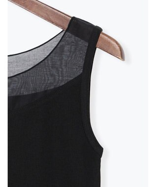 Te chichi 【接触冷感】シアー切替スクエアネックタンクトップ ブラック