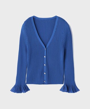 GRACE CONTINENTAL シアーフリルニットカーディガン ブルー