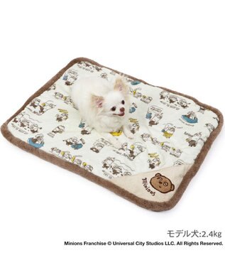 PET PARADISE ミニオン 遠赤外線 ボアマット 角型《コーヒ柄》 ブラウン