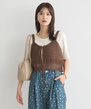 earth music&ecology フリンジニットビスチェ Brown