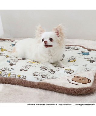 PET PARADISE ミニオン 遠赤外線 ボアマット 角型《コーヒ柄》 ブラウン