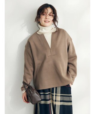 CRAFT STANDARD BOUTIQUE ニットフリースキーネックプルオーバー Brown