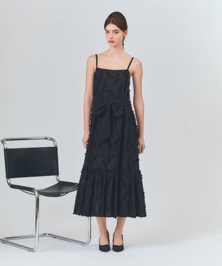 GRACE CONTINENTAL フラワーembキャミドレス ブラック