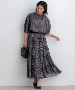 23区 【新色追加/洗える】クリアトリコットジャージー ギャザーデザイン カットソー グレー系