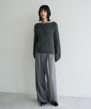 YECCA VECCA フェザーMIXロービングニット Charcoal Gray