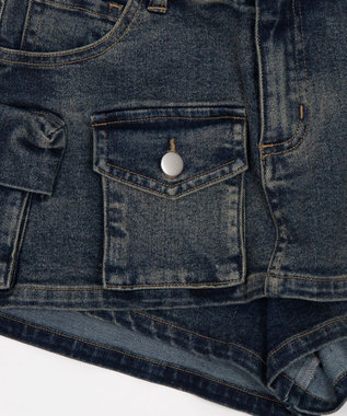 WEGO マルチポケットデニムミニスカパン デニム中濃色