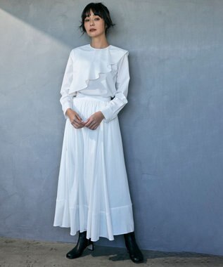 ICB 【洗える】レーヨンシルクローン フレアスカート オフホワイト系