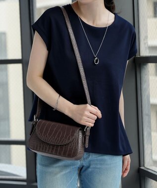 Tiaclasse 【安田美沙子さん着用・2TYPE肩紐/ショルダー&斜め掛け】フラップミニバッグ モカA(クロコ調）