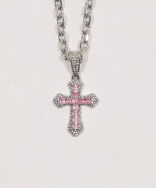 WEGO Lクロスビジューネックレス ライトピンク