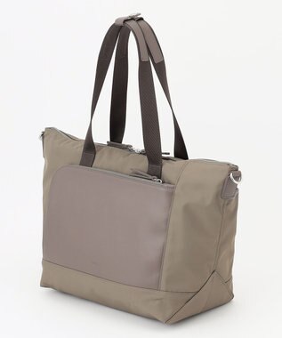 Y'SACCS ナイロン×リサイクルレザー　コンビマルチトート グレージュ