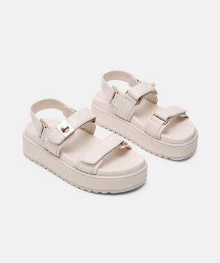 STEVE MADDEN BIGMONA ダブルベルトレザーサンダル ボーンレザー