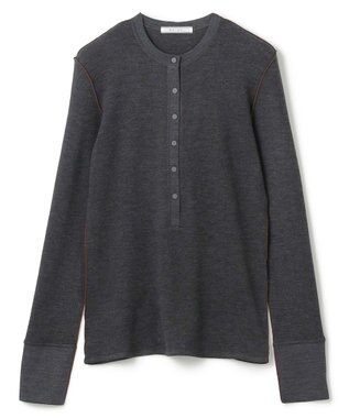 BEIGE， 【洗える・GISELe 10月号掲載】FORD / ウール配色メローヘンリーネックカットソー Charcoal