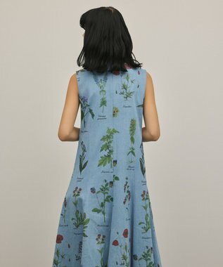 GRACE CONTINENTAL ボタニカルプリントフレアワンピース ブルー