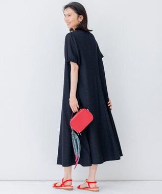 23区 【洗える】デニムライクシャンブレー フレア ワンピース ネイビー系