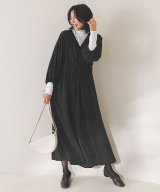 UNFILO ドビーデシン ワンピース ブラック