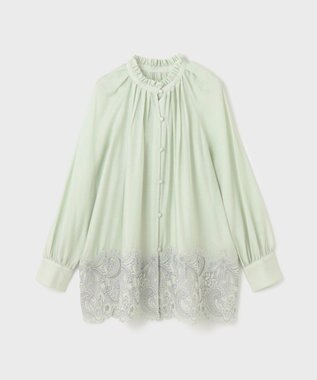 GRACE CONTINENTAL ヘムレースギャザートップ ライトグリーン