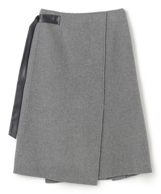 BEIGE， GRASSE / サテンベルト付きリバーラップスカート Md Gray