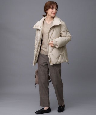 ANY L 【ウエストゴム/リントラク加工/裏起毛/ストレッチ】シークレットウォーム　テーパードパンツ ブラウンチェック