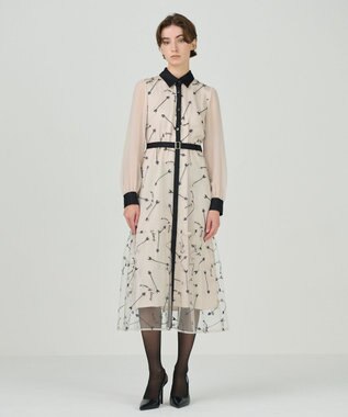 GRACE CONTINENTAL ハートアロー刺繍ワンピース ベージュ