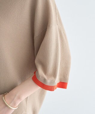 YECCA VECCA 配色ワイドポロニット Beige