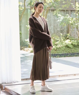 自由区 L 【UV加工・洗える】ハイカウントボーダー カットソー ベージュ系1