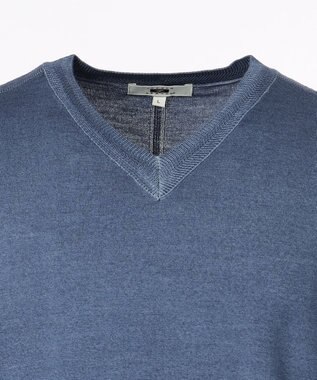 JOSEPH ABBOUD ビンテージガーメントダイ　Vネックニット ブルー系