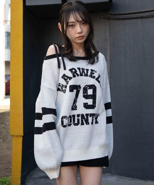 WEGO 2WAYグラフィックワンショルニット ホワイト