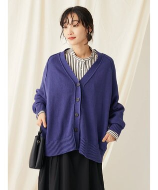 CRAFT STANDARD BOUTIQUE Ｖネックアウトリンキングカーディガン Navy