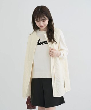 Green Parks 洗える　さがら刺しゅうロゴニットプル Off White