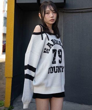 WEGO 2WAYグラフィックワンショルニット ホワイト