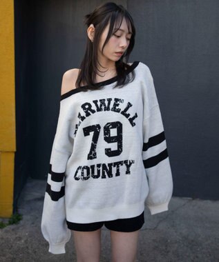 WEGO 2WAYグラフィックワンショルニット ホワイト