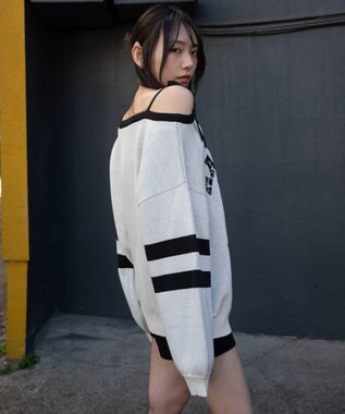 WEGO 2WAYグラフィックワンショルニット ホワイト