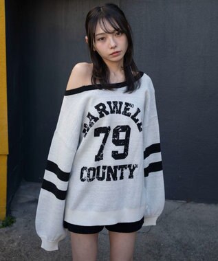 WEGO 2WAYグラフィックワンショルニット ホワイト