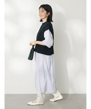 CRAFT STANDARD BOUTIQUE 【洗える】ニットベスト+シャツワンピース-SET Black