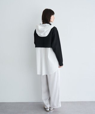 YECCA VECCA ZIPニットレイヤードフーディーシャツ Navy