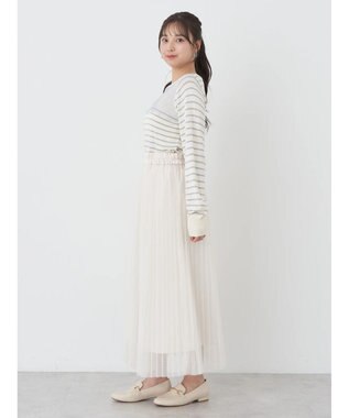 earth music&ecology レースボーダーニットプルオーバー Sax