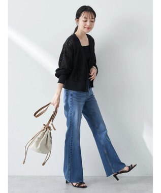 earth music&ecology ラッセルレースカーディガン Black