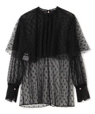 BEIGE， 【洗える・Oggi 11月号掲載】CLOVIS / ケープデザイン総レースブラウス Black