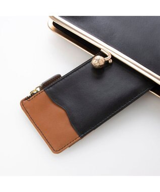 UNBILLION perche フラグメントケース付きアンティーク調ガマグチ長財布 ブラック