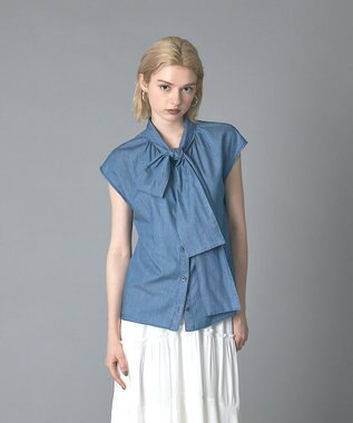 GRACE CONTINENTAL シアーデニムボウタイブラウス