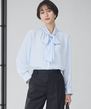  【洗える】ドットドビーデシン ブラウス