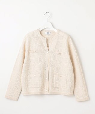 J.PRESS LADIES 【洗える】DAILY TWEED ニット アウター ベージュミックス系