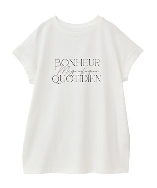 Green Parks フレンチスリーブ筆記体ロゴチュニック Off White